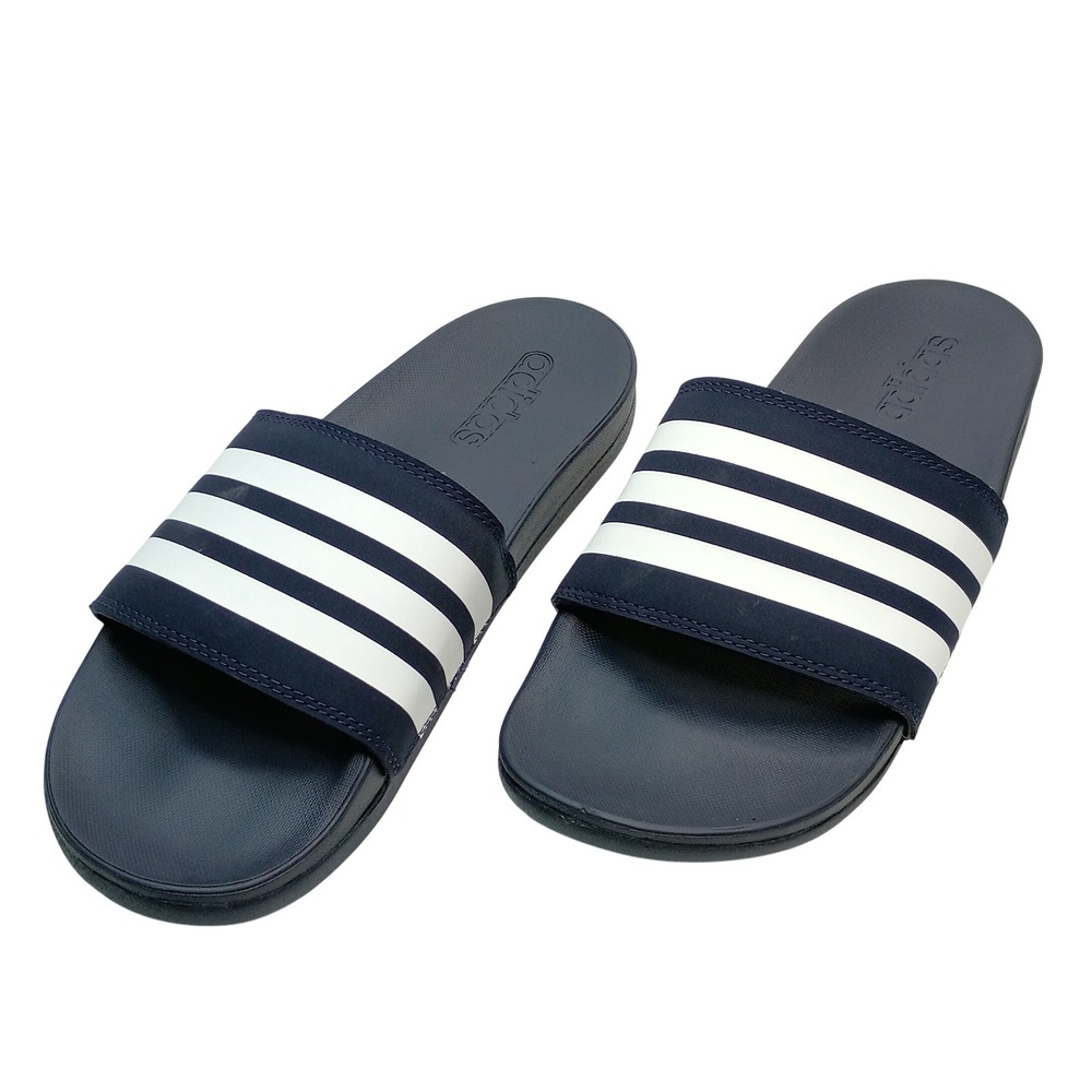 Adidas Adilette Shower Slides Men Size 8 Navy Blue White 3 Stripe GZ5920